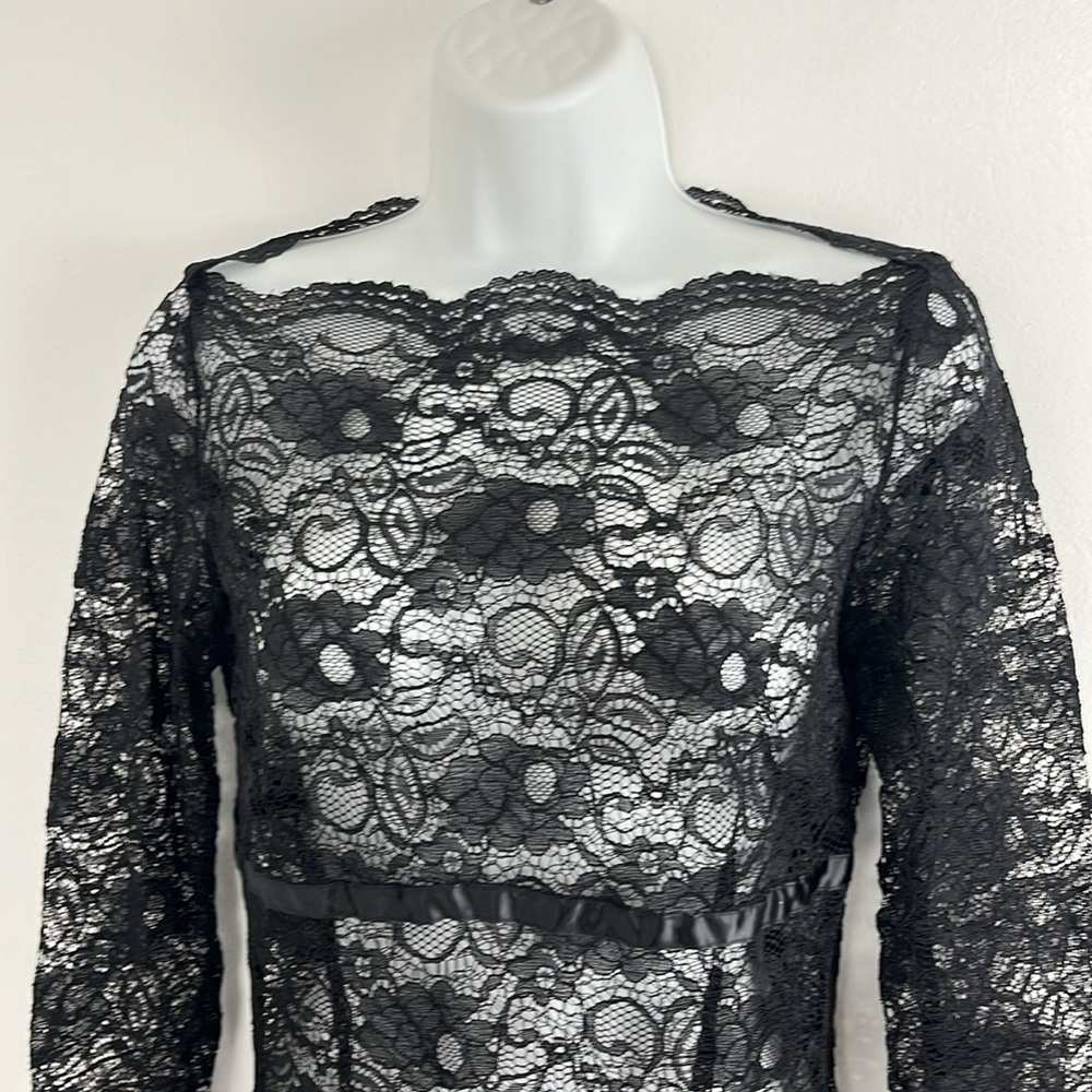 Unbranded Black Lace Overlay Dress Women's Size S - Picture 3 of 8